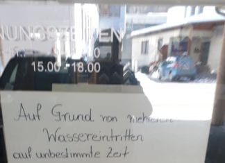 Glas Moser in der Gösseringlände 7 aufgrund von Wassereintritt geschlossen!
