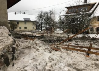 Nasschneelawine in Griminitzen/Gemeinde Kirchbach