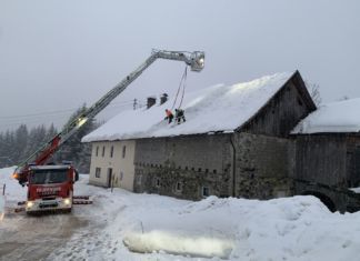 Wirtschaftsgebäude von Schneelast befreit