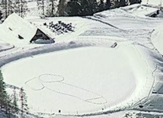 Nassfeld: Kreative Wintersportler hinterlassen Zeichnung für Webcam