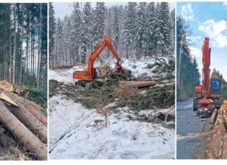 Prozessorbagger von Holz und Schnee Köferle am Werk