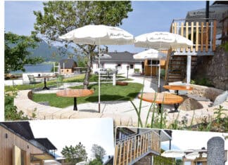 Neu gestalteter Außenbereich mit Blick auf den Weissensee