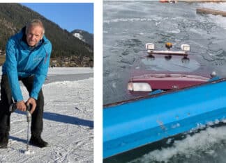 Eismeister Norbert Jank im Weißensee eingebrochen