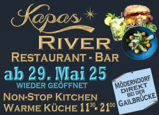 Kapas RIVER: Modernes Flair, urbane Küche und beste Aussichten – wieder täglich geöffnet!