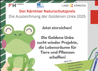 Mit Projekten für den Naturschutz: Fünf Jahre „Goldene Unke“ – Einreichungen für Kärntens Naturschutzpreis bis 31. Juli möglich!