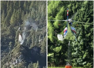 Waldbrand in 1600 m Seehöhe durch Blitzschlag ausgelöst – Hubschrauber-Einsatz verhindert Ausbreitung