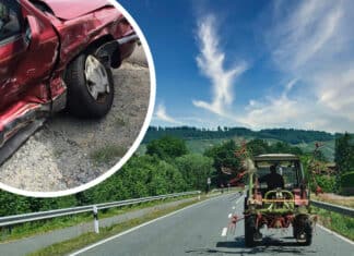 Unfall auf der B111: Überholmanöver endet in Frontalzusammenstoß mit Traktor – eine Leichtverletzte