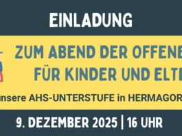 Einladung zum „Abend der offenen Tür“ der AHS-Unterstufe Hermagor