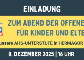 Einladung zum „Abend der offenen Tür“ der AHS-Unterstufe Hermagor
