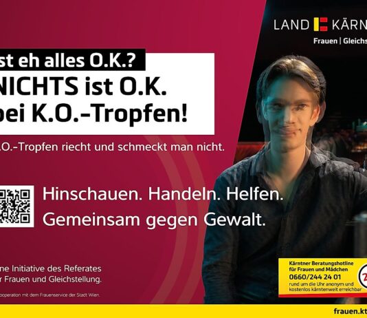 Hinschauen. Handeln. Helfen: Awareness-Kampagne gegen K.O.-Tropfen startet in Kärnten!