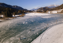 Die letzten Ferientage sportlich nutzen: Ca. 2 Kilometer Natureis am Weissensee laden zum Genießen!