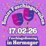 Großes Faschingstreiben & Party am Faschingsdienstag, 17. Februar