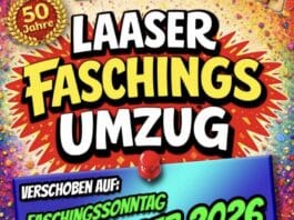Wichtige Info: Laaser Faschingsumzug auf Sonntag verschoben!