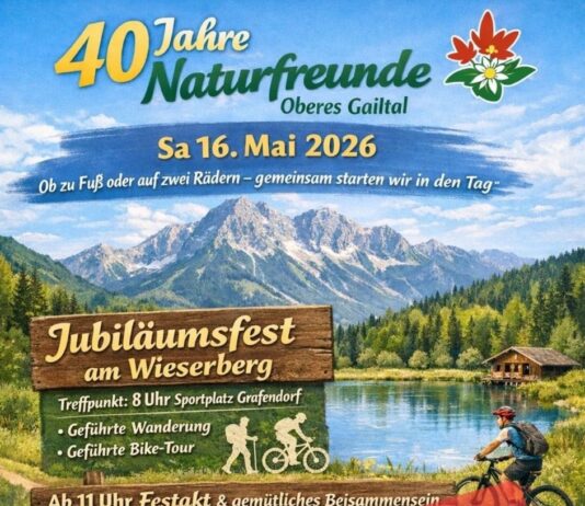 Jubiläumsfeier der Naturfreunde Oberes Gailtal: Festakt wetterbedingt im Dorfgemeinschaftshaus Leifling