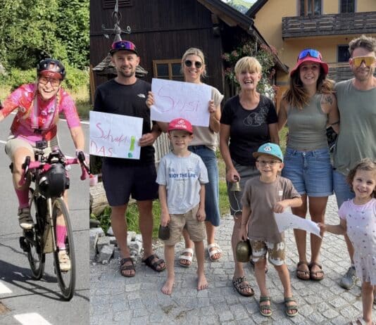 Von Wien nach Barcelona: Susi Kühne stellt sich dem Three Peaks Bike Race und radelte heute durch das Gailtal