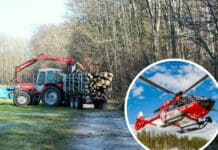 Traktor überschlägt sich auf Forstweg: Mann (78) per Hubschrauber ins Krankenhaus